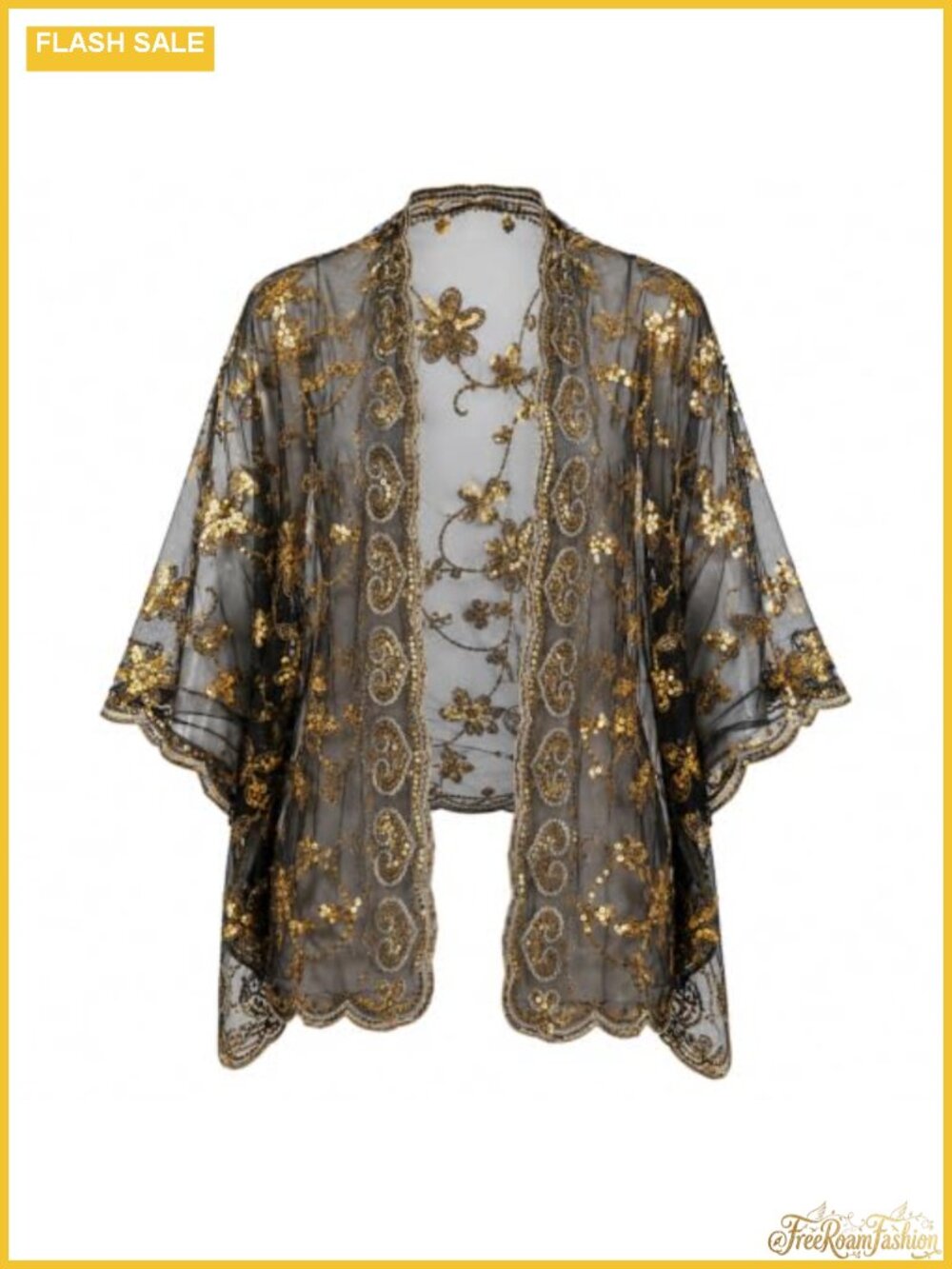 Sequin Shawl Wrap for Women Sheer Mesh Floral